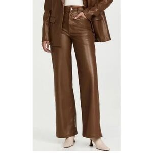 Vegan Leather High Rise Dad Pant, Cocoa Brown - 31